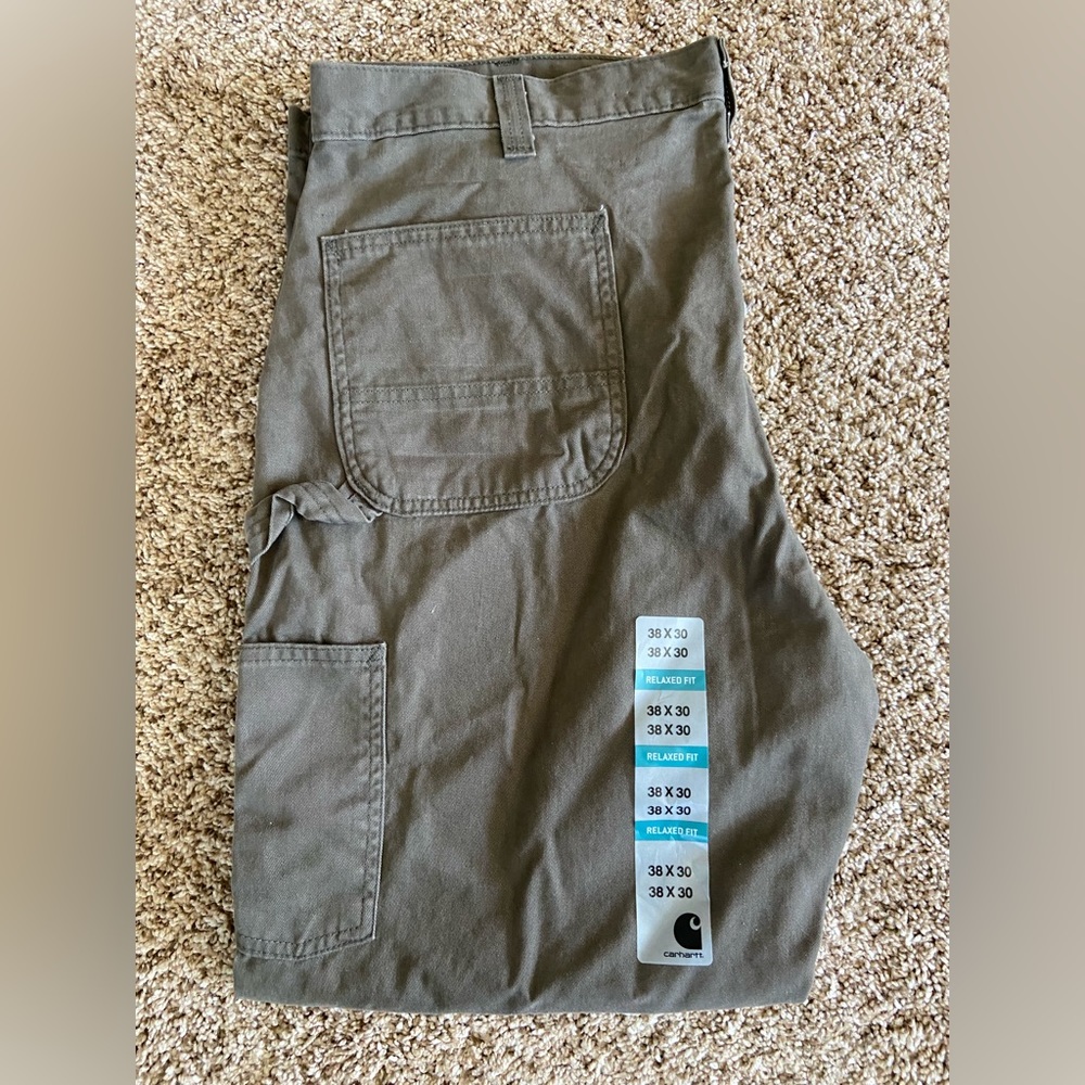 Mens Carhartt Canvas Work Pants Olive Green